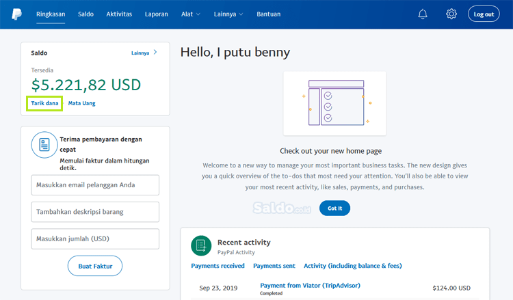 cara menarik saldo paypal ke rekening bank